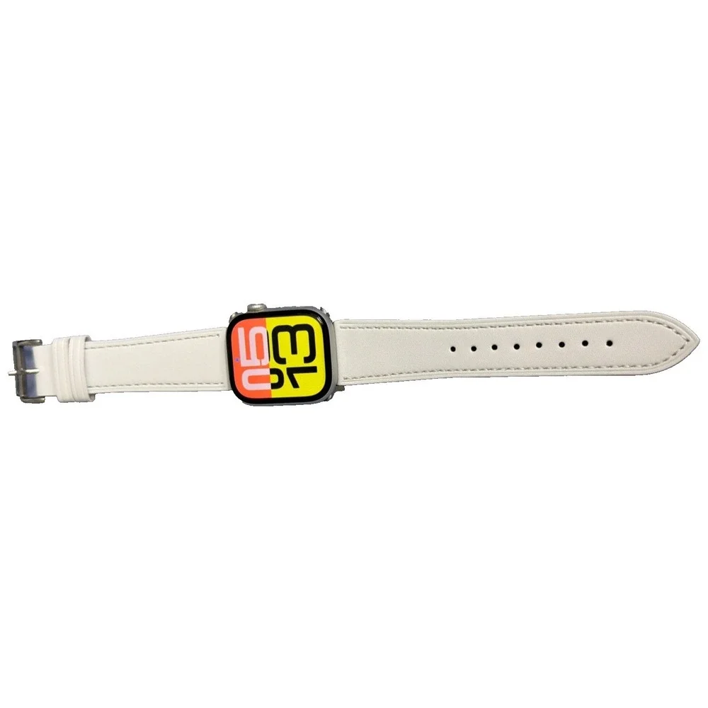 Strap Band WhiteUnisex's Leather replacement Band Series 10 iPhone Size 42/45 NW